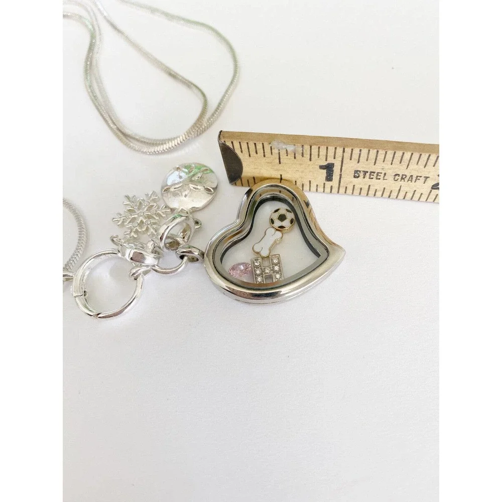 October Birthstone Crystal Glass Locket Necklace Floating Charm Initial - Picture 2 of 3
